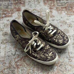 Keds x Rifle Paper Co Sneakers with Gold Floral Pattern